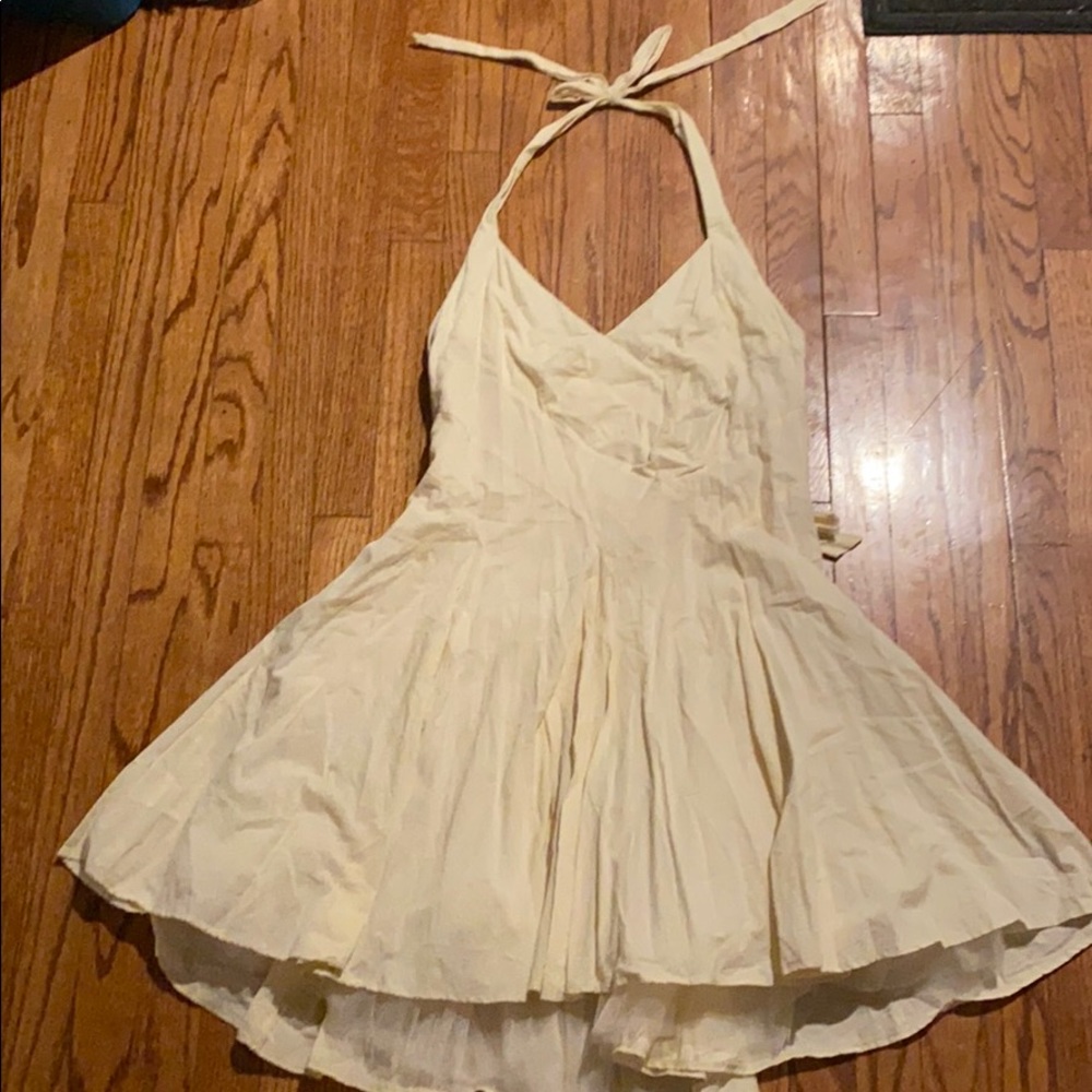 Cream fit and flare halter top dress